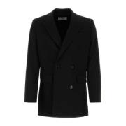 Klassieke Zwarte Wollen Blazer Ami Paris , Black , Heren