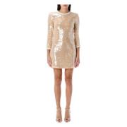 Paillet Parel Trim Mini Jurk Beige Self Portrait , Beige , Dames