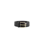 Klassieke zwarte leren riem met gouden gesp TotêMe , Black , Unisex