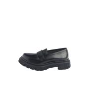 Zwarte leren mocassin schoenen Adieu Paris , Black , Dames