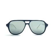 Zwarte Aviator Zonnebril met Zilveren Lens Thom Browne , Black , Heren