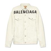 Denim jas met logo Balenciaga , White , Dames