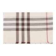 Geruit Patroon Wollen Sjaal Steen Burberry , Beige , Dames