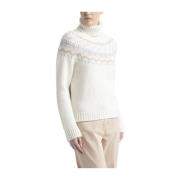 Alpaca en wol Noors patroon trui Peserico , White , Dames