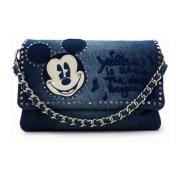 Blauwe Denim Schoudertas met Mickey Mouse Patch Desigual , Blue , Dame...