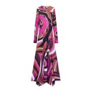 Lange jurk met Orchidee en Iride print Emilio Pucci , Multicolor , Dam...