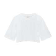 Wit Katoenen T-shirt met Gewatteerde Schouders Isabel Marant , White ,...