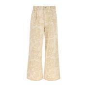 Geborduurde Wide-Leg Denim Jeans Kenzo , Beige , Heren