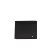 Slanke Billfold Italiaans Leren Portemonnee Lacoste , Black , Heren