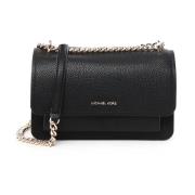 Zwarte Leren Schoudertas met Logo Michael Kors , Black , Dames