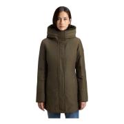 Groene Parka Jas met Bont Capuchon Woolrich , Green , Dames