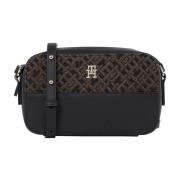 Zwarte Jacquard Cross Body Cameratas Tommy Hilfiger , Black , Dames