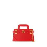 Rode leren top handtas Balmain , Red , Dames