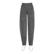 Zwarte Denim Broek met Vetersluiting Rotate Birger Christensen , Black...