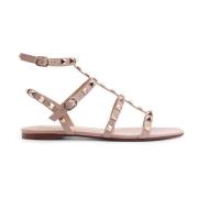 Studded Leren Sandalen Valentino Garavani , Beige , Dames