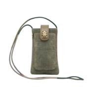 Dubbele Marcus Krokodil Leren Clutch Tas Claris Virot , Green , Unisex