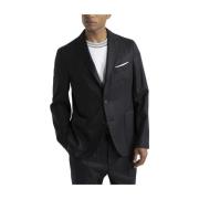 Zuiver nieuwe wol flanel enkelborst blazer Peserico , Gray , Heren