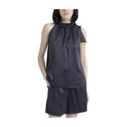 Top met gerimpelde kraag Peserico , Blue , Dames