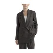 Wollen, kasjmier en zijden double-breasted blazer Peserico , Brown , D...