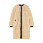 Faux Fur Lange Jas Rock Patrizia Pepe , Beige , Dames