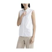 Stretch katoenen jersey en poplin top Peserico , White , Dames