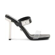 Metalen Hak Instap Sandalen Versace , Black , Dames