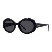 Elegante Ovale Zonnebril in Zwart Loewe , Black , Dames