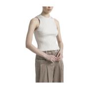 Viscose en lurex garen top Peserico , Beige , Dames