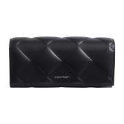 Zwarte Diamond Quilt Trifold Portemonnee Calvin Klein , Black , Dames