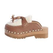 Bruin Leren Shearling Klomp Schoenen Jejia , Brown , Dames