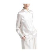 Zijden shirt met Punto Luce afwerking Peserico , Beige , Dames