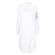 Witte 4-Streep Katoenen Overhemdjurk Thom Browne , White , Dames