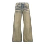 1996 D-Sire Beige Wide Leg Jeans Diesel , Beige , Dames