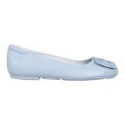 Zwarte leren ballerina schoenen met lakinzetten Hogan , Blue , Dames