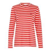 Geborduurde Longsleeve Tee Flame Scarlet Saint Tropez , Red , Dames