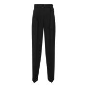 Zwarte cady broek met dubbele plooi Max Mara Studio , Black , Dames