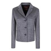 Blauwe Wol Dubbele Jas Max Mara Studio , Gray , Dames