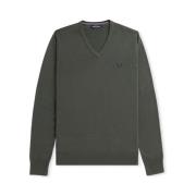 Klassieke V-hals Trui Iconische Stijl Fred Perry , Green , Heren