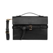 Zwarte leren handtas met magnetische sluiting Moschino , Black , Dames