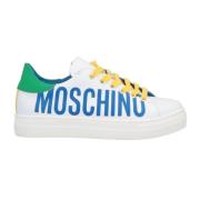 Kleurrijke leren lage sneakers Moschino , White , Dames