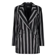 Gestreepte wollen blazer met reverskraag Lorena Antoniazzi , Black , D...