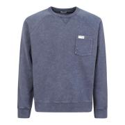 Gewassen Katoenen Sweatshirt met Zak Fay , Blue , Heren