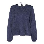 Midnight Marine Pofmouw Blouse Kaffe , Blue , Dames