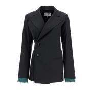 Gelaagde Twill Blazer met Vier Mouwen MM6 Maison Margiela , Black , Da...