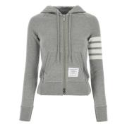 4-Bar Zip Hoodie in Loopback Katoen Thom Browne , Gray , Dames