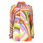 Gedrukte Katoenen Trenchcoat Emilio Pucci , Multicolor , Dames