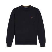 Klassieke Ronde Hals Merinowolmix Trui Fred Perry , Blue , Heren