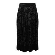 Fluwelen Midi Rok met Voor Split Ulla Johnson , Black , Dames