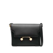 Zwarte leren schoudertas met stud versiering Marni , Black , Dames