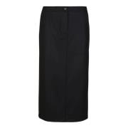 Zwarte Wollen Ritsrok Elastische Taille Massimo Alba , Black , Dames